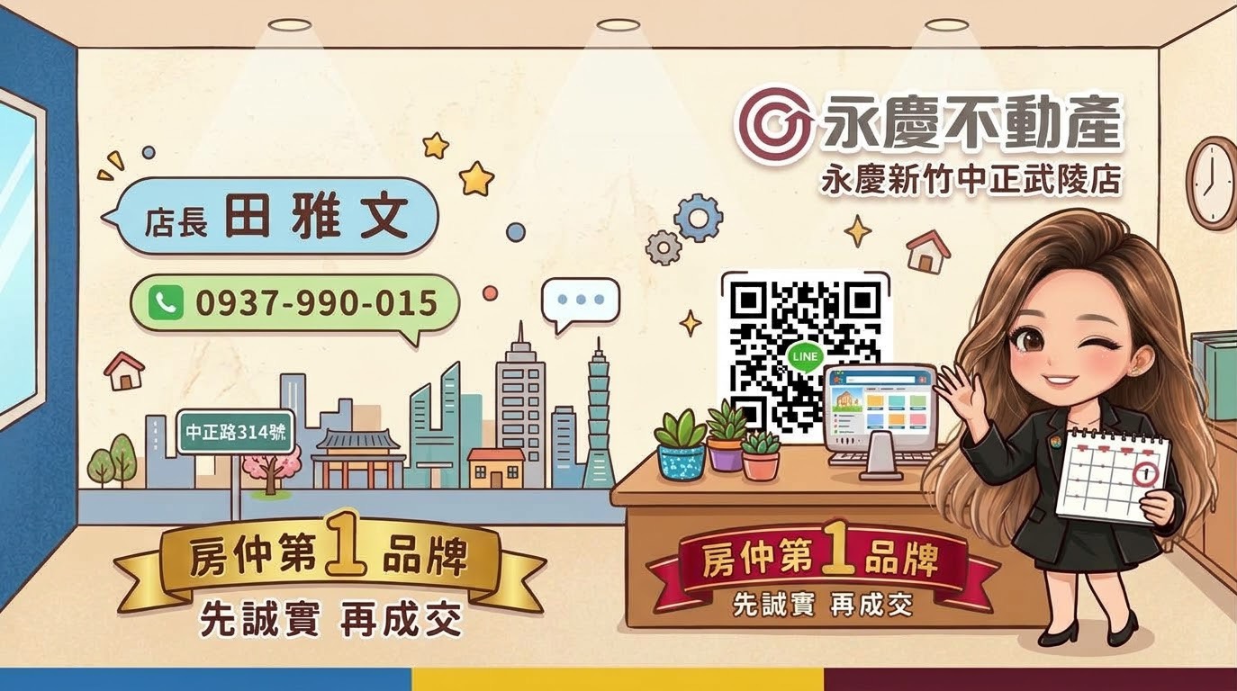 店長田雅文，永慶新竹中正武陵店，手機 0937-990-015，先誠實再成交